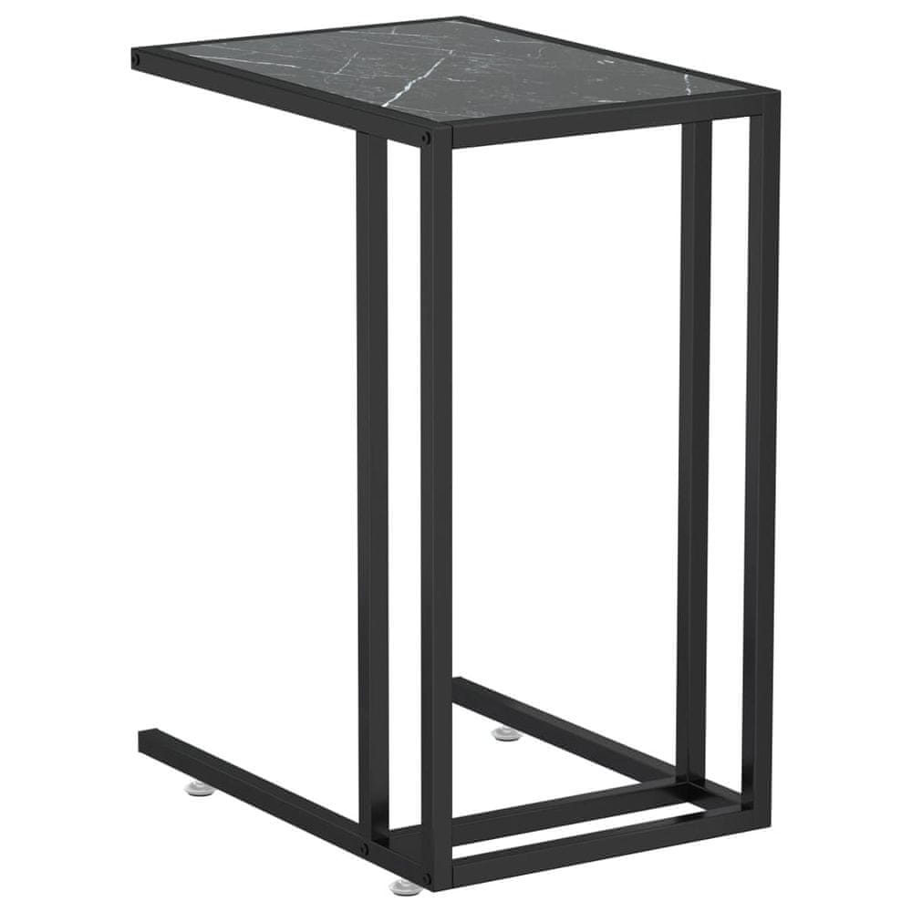 Vidaxl Počítačový stolík čierny mramor 50x35x65 cm tvrdené sklo
